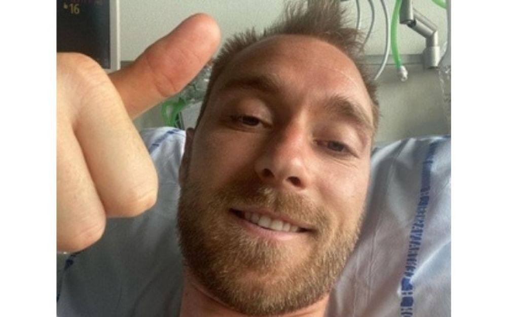 Eriksen sorride ospedale Copenhagen
