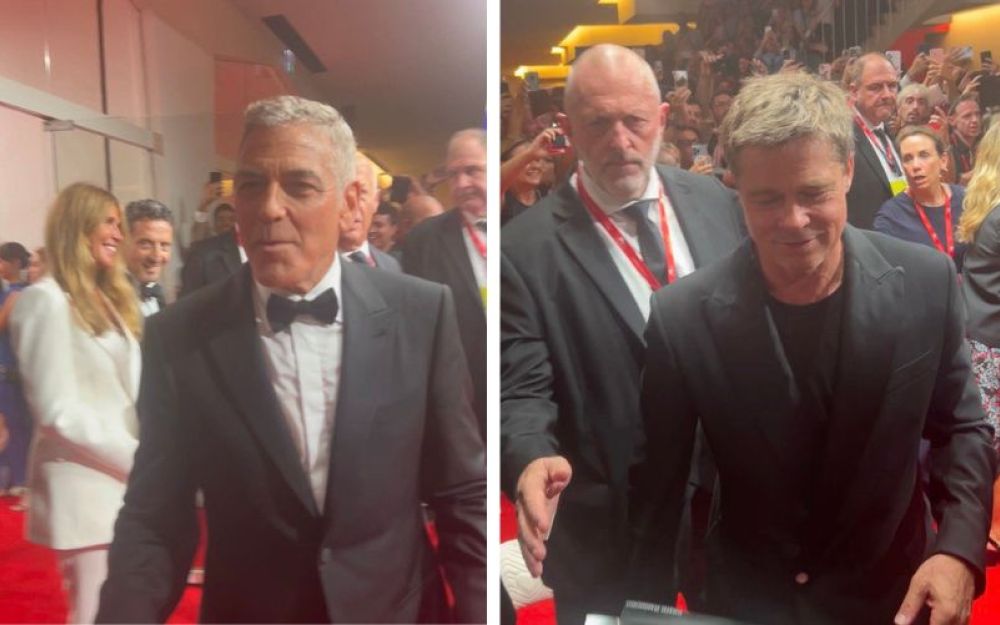 Clooney e Brad Pitt red carpet Venezia 81