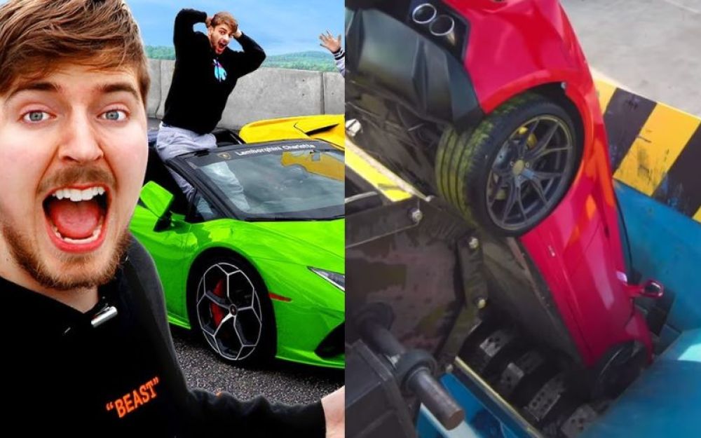 MrBeast getta Lamborghini in un trituratore